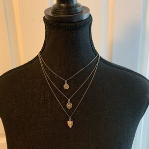 PYRRHA Oxidized Silver Triple Layered Talisman Necklace